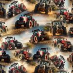 Teplákovina Traktor červený (1m)